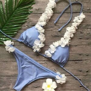 LA REVECHE Floral Blue Bikini Set